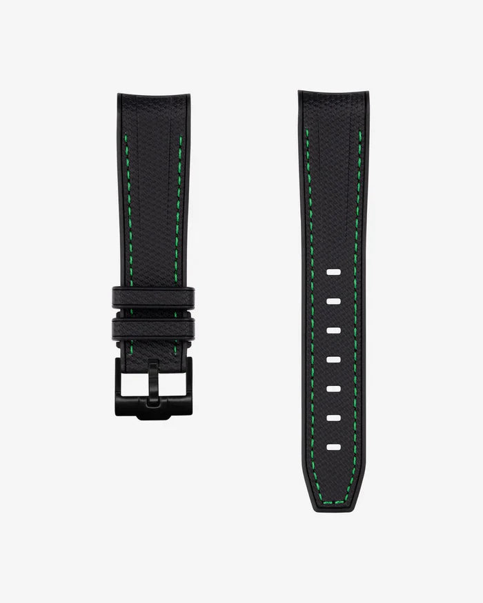 Pulseira de Borracha Curva Premium - Bolinhas Pretas e Verdes