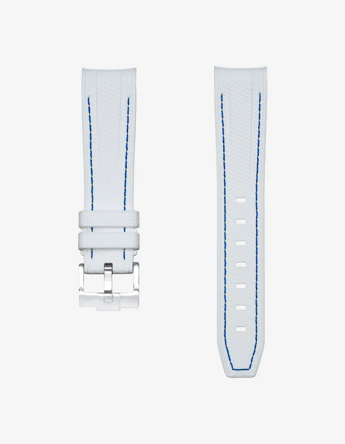 Pulseira de Borracha Curva Premium - Bolinhas Brancas e Azuis
