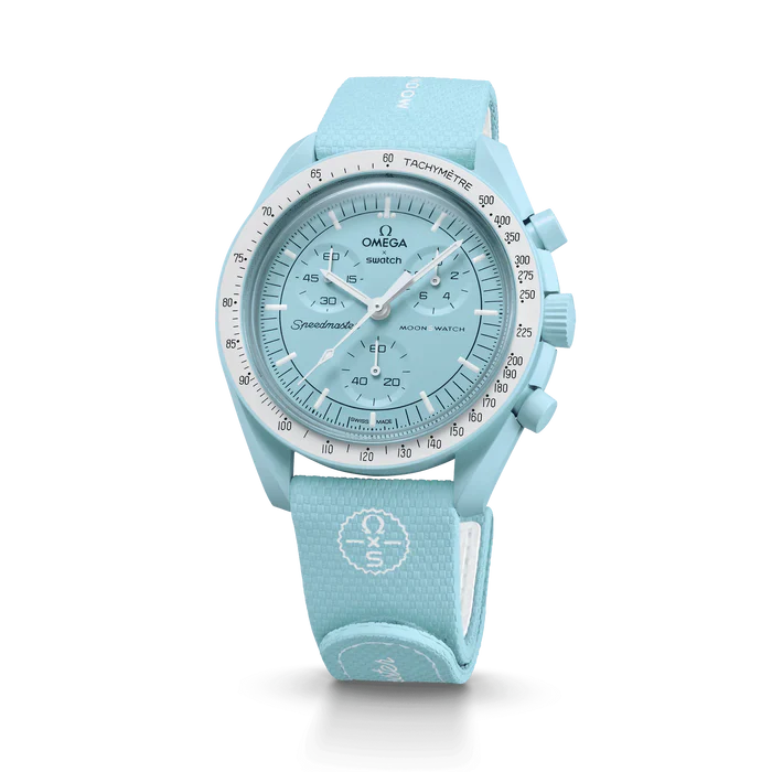MOONSWATCH BORRACHA AZUL CLARO/BRANCO