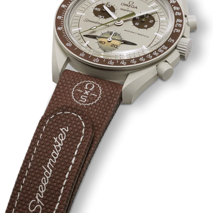 MOONSWATCH BORRACHA MARROM BEGE
