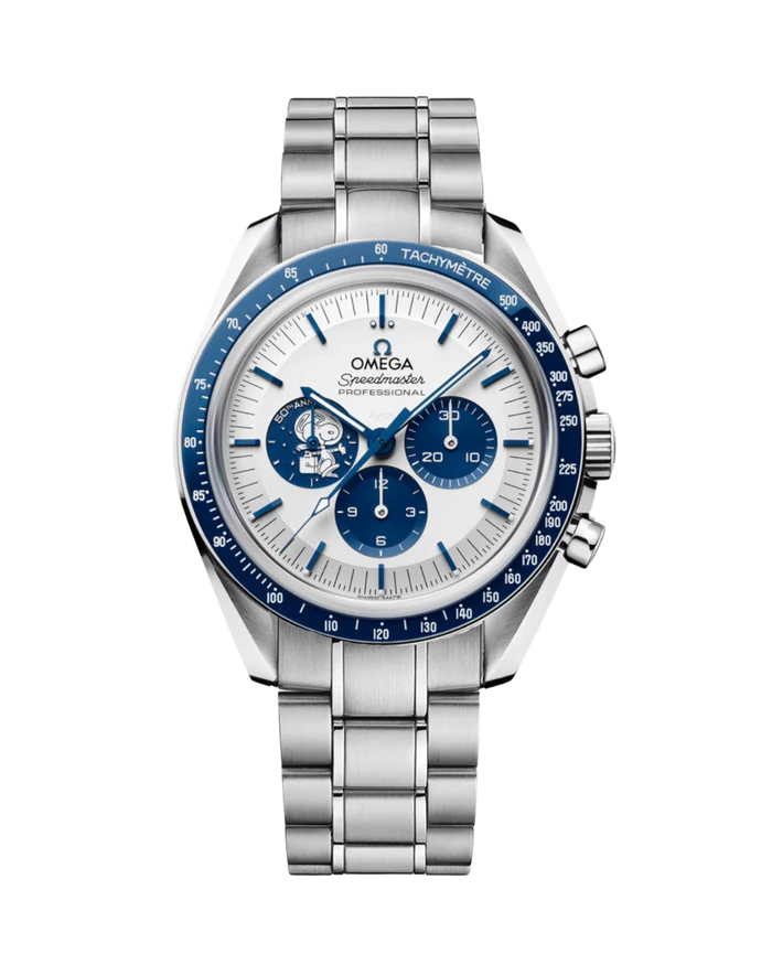 Pulseira Omega Speedmaster Silver Snoopy em Aço Inoxidável