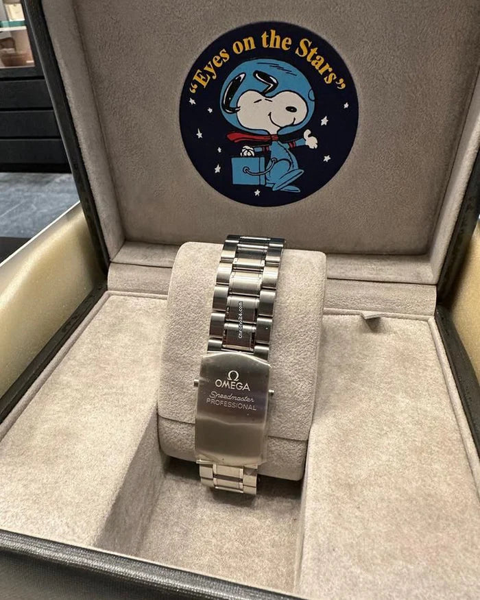 Pulseira Omega Speedmaster Silver Snoopy em Aço Inoxidável
