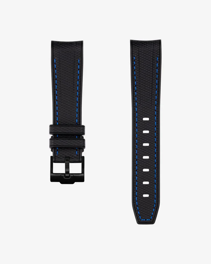 Pulseira de Borracha Curva Premium - Bolinhas Pretas e Azuis