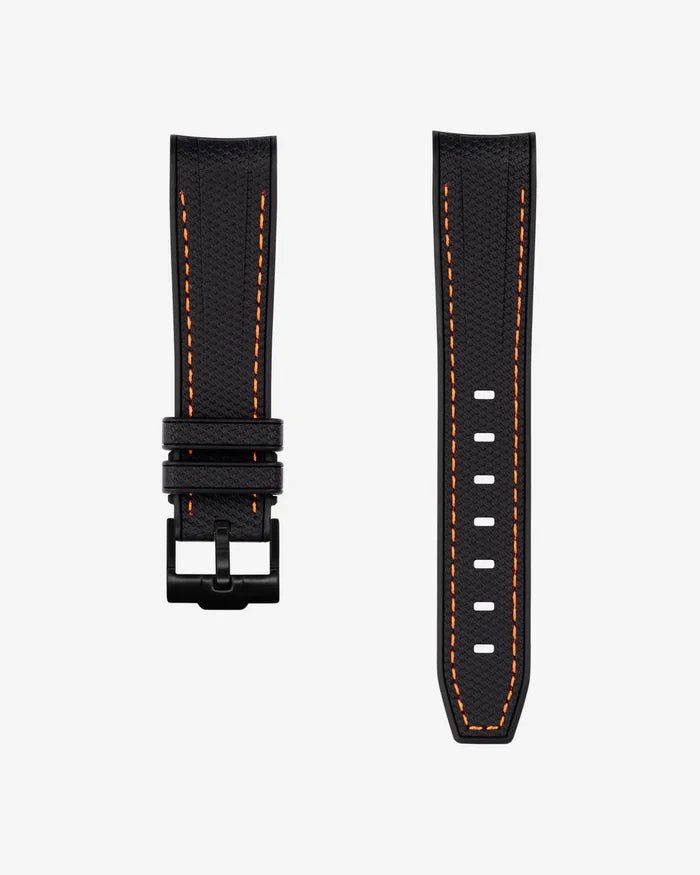 Pulseira de Borracha Curva Premium - Bolinhas Pretas e Laranja