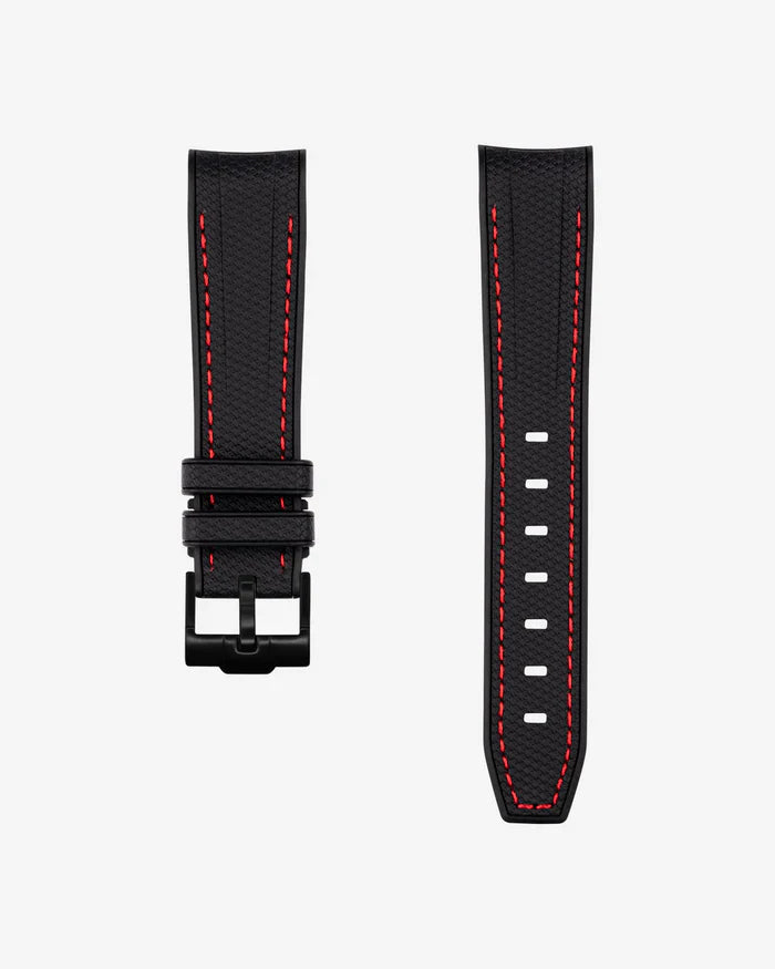 Pulseira de Borracha Curva Premium - Bolinhas Pretas e Vermelhas