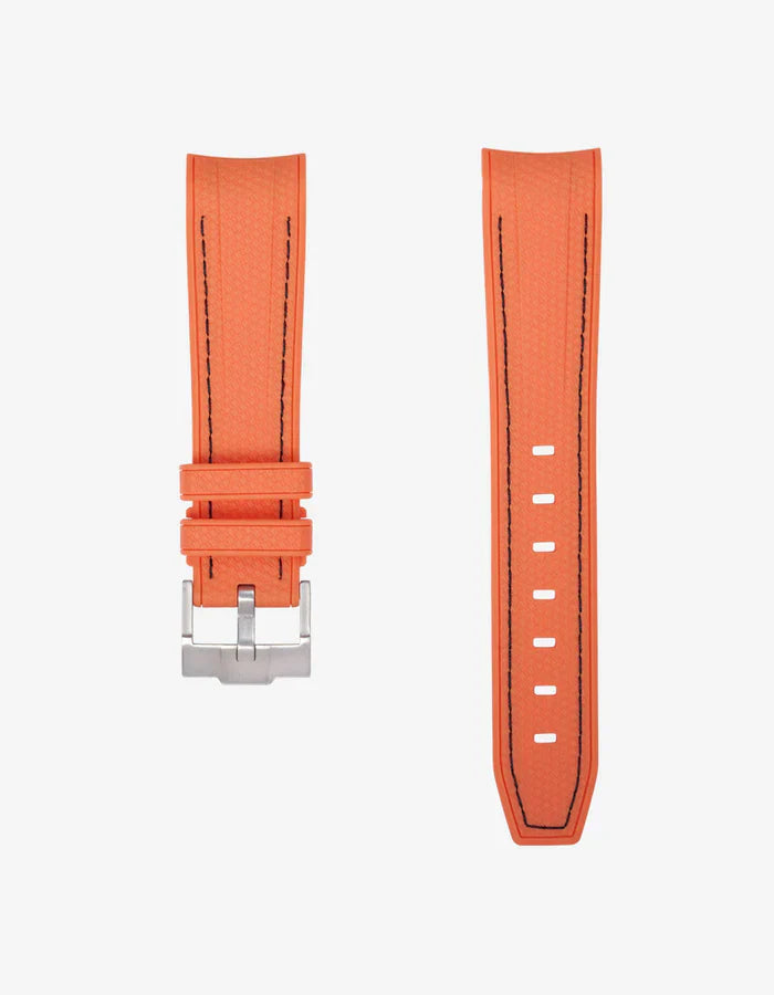 Pulseira de Borracha Curva Premium - Laranja Lava