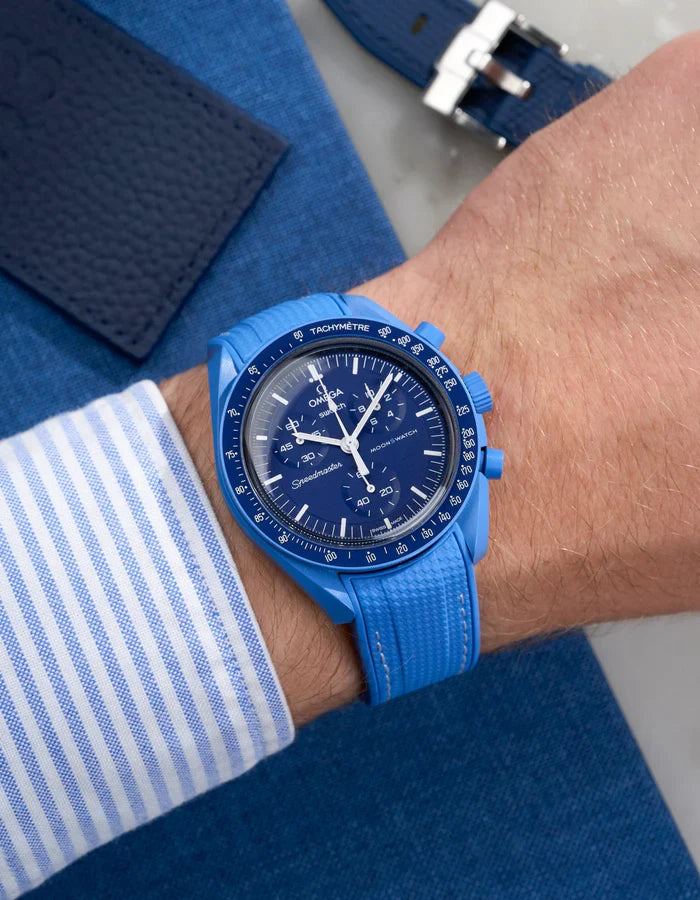 Pulseira de Borracha Curva Premium - Azul Netuno