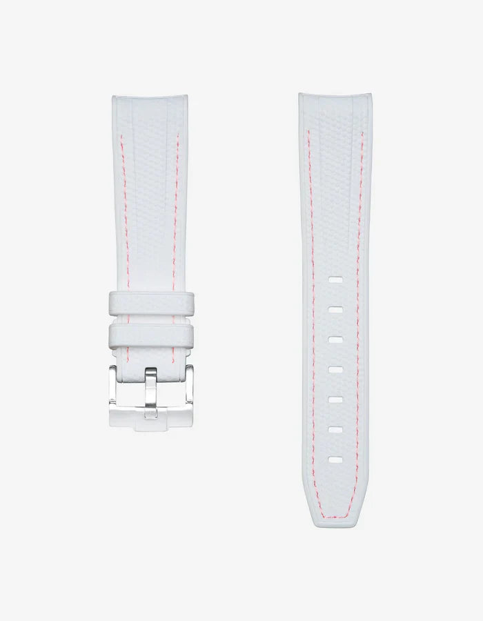 Pulseira de Borracha Curva Premium - Bolinhas Brancas e Rosa