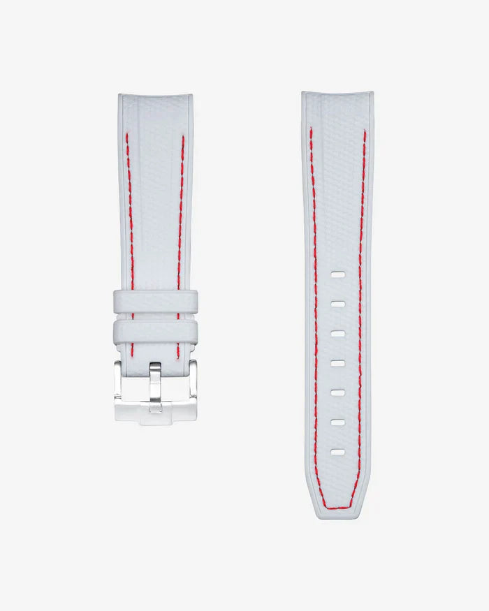 Pulseira de Borracha Curva Premium - Bolinhas Brancas e Vermelhas